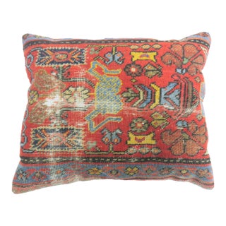Large Worn Antique Rug Pillow For Sale