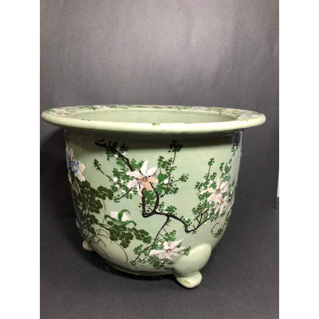 Antique Japanese Celadon Hand Painted Porcelain Flower Pot Chairish