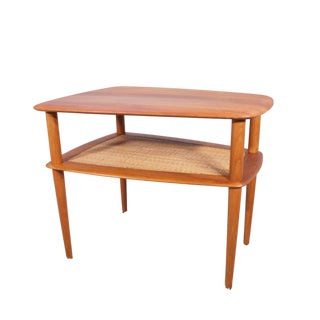 Minerva Coffee Table in Teak with Rattan Shelf by Hvidt & Mølgaard for France & Son, Denmark, 1950s For Sale