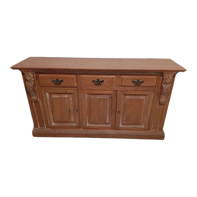 Vintage Wood American Traditional Sideboard Buffet Credenza 3 Drawer & 3 Doors For Sale
