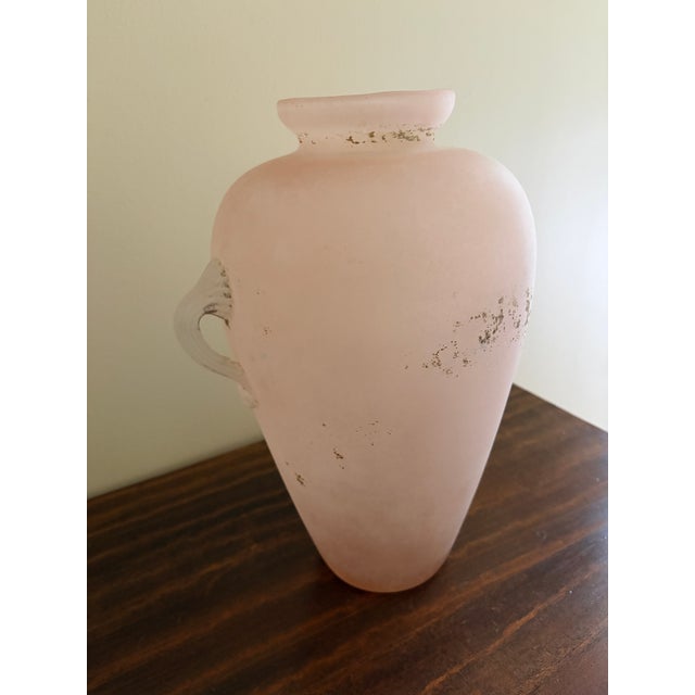 Italian Pink Scavo Glass Amphora Vase in the Roman Style For Sale - Image 11 of 17