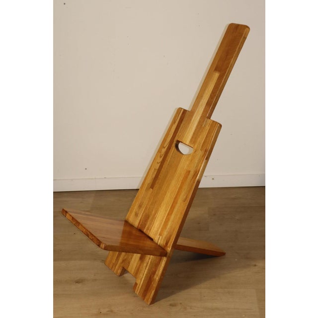 Brown Brutalist Sculptural Lounge Chair in Elm, 1980s For Sale - Image 8 of 18