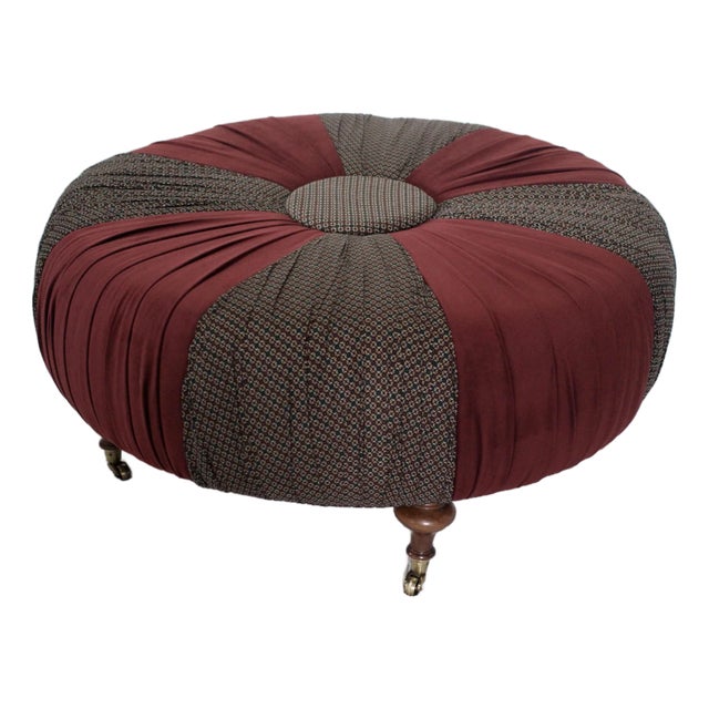 1990s Ottoman With Velvet Pinwheel Design For Sale