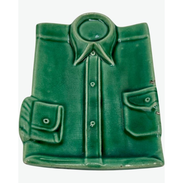 Vintage Green Shirt Ceramic Ashtray Catchall Dish For Sale In Washington DC - Image 6 of 12