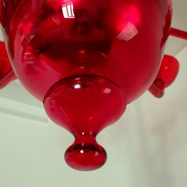 Large Red Murano Glass Chandelier Italy 1980s For Sale - Image 11 of 11