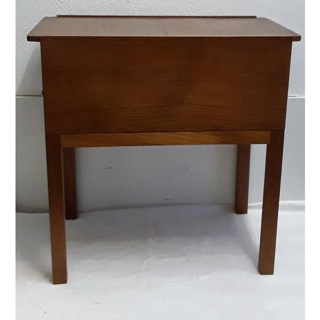 Vintage Scandinavian Style Teak Sewing Table with 2 Drawers & 2-Piece Top, 1960s For Sale - Image 10 of 12
