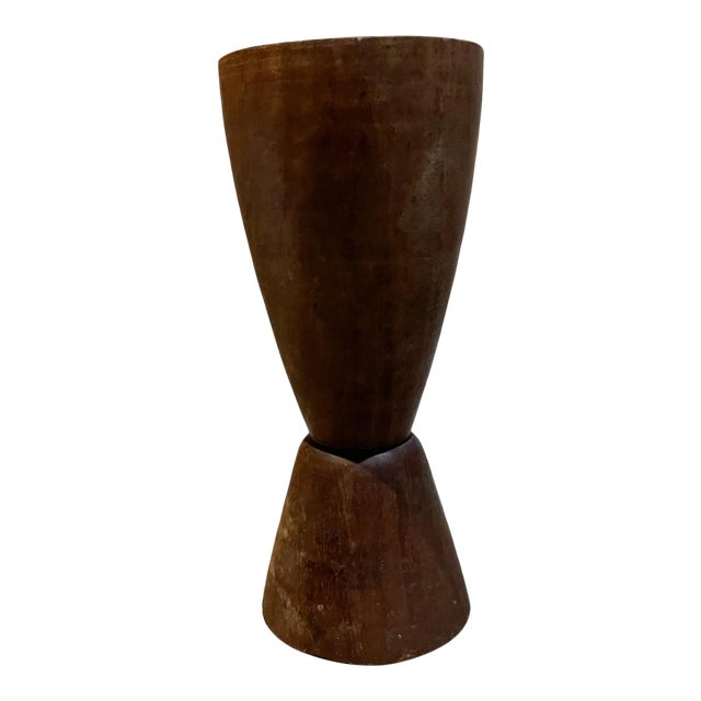 1970s Mexican Palo Fierro Solid Wood Chalice Vase For Sale