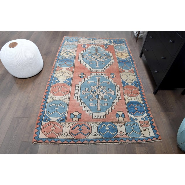 Vintage Persian Hand-Knotted area rug is a semi-antique vintage area rug. The '70s Eastern region of Anatolia's unique rug...