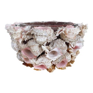 Vintage Coastal Shell Embellished Planter Cachepot For Sale
