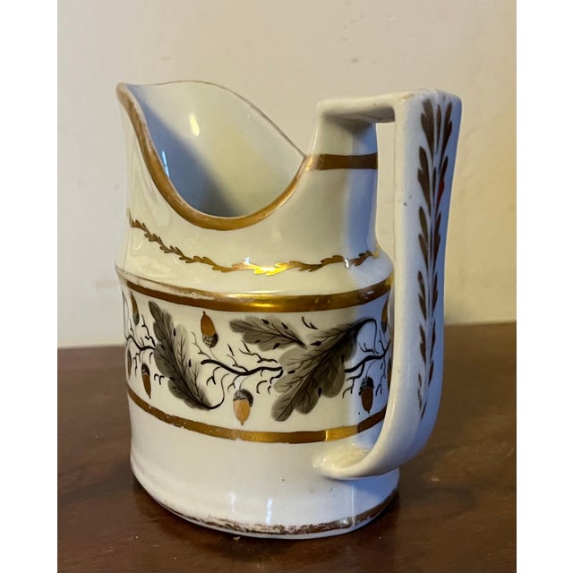 Worcester Porcelain Antique 18th C. Worcester Porcelain Creamer Decorated With Oak Leaf Garland and Acorns For Sale - Image 4 of 12