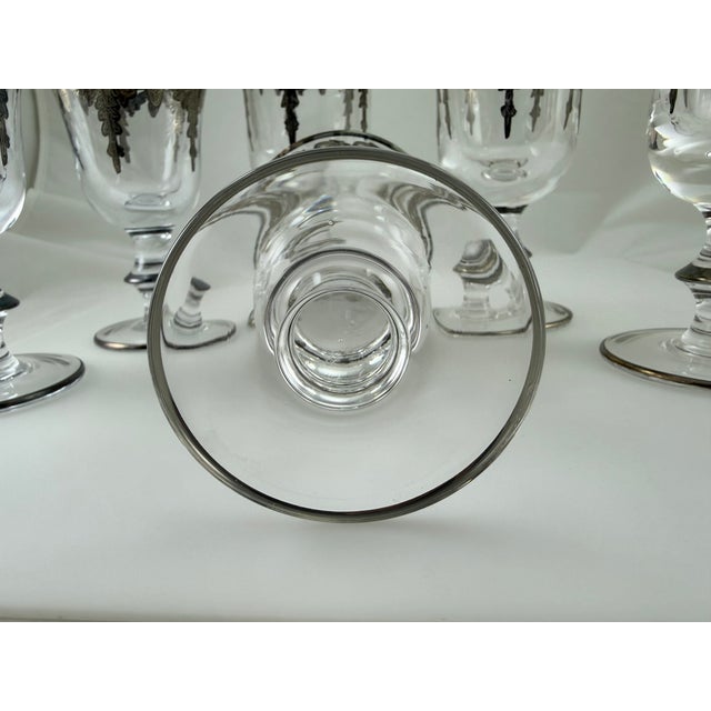 Vintage Arte Italica Vetro Silver Wine (2) and Water Goblet (4) Italy - Set of 6 For Sale In New York - Image 6 of 6