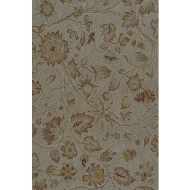 Textile Rug & Kilim’s European Tudor Style Flat Weave in Gray With Gold Floral Pattern For Sale - Image 7 of 8