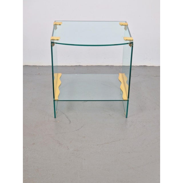 Vintage Regency Brass and Glass Side Table, 1970s For Sale - Image 9 of 12
