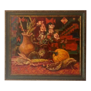 2000s Still Life Oil Painting on Canvas Framed by Liviu Hancu