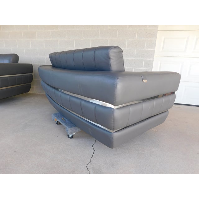 Divan Italia Contemporary Modern Leather Sofa Set For Sale In Philadelphia - Image 6 of 17