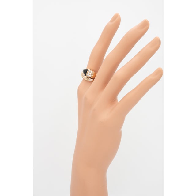 Bvlgari Bulgari Serpenti Viper Diamonds & Onyx Ring in 18k Rose Gold, Size 8 For Sale - Image 9 of 14
