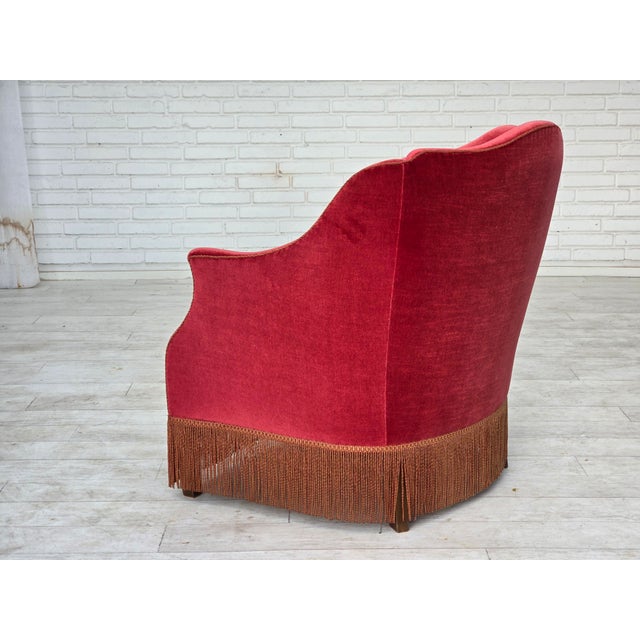 Danish Armchair in Velour with Ash Legs, 1960s For Sale - Image 16 of 18