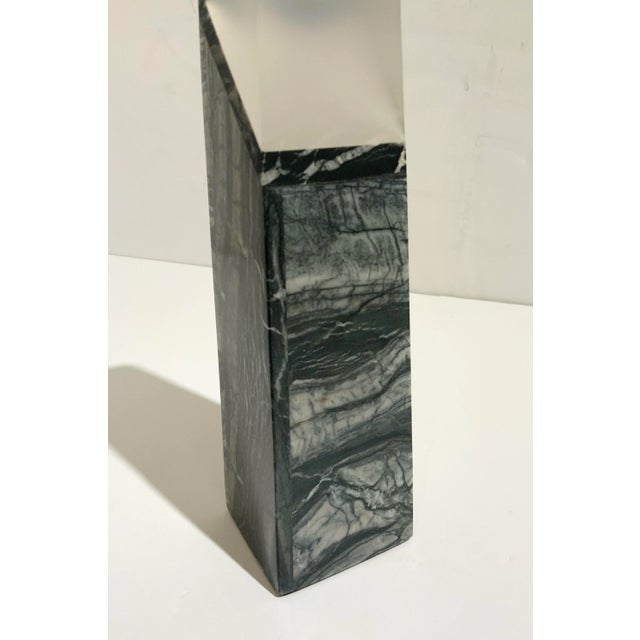 Stylish John Richards Modern Black Stone Obelisk, frosted glass top