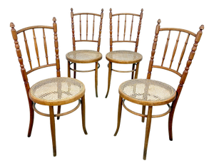 Antique Bentwood Café Chairs in the style of Thonet and Fischel, 1890s, Set of 4