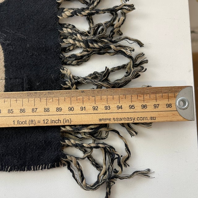 Loewe Beige & Black Printed Wool Cashmere Scarf For Sale - Image 9 of 10