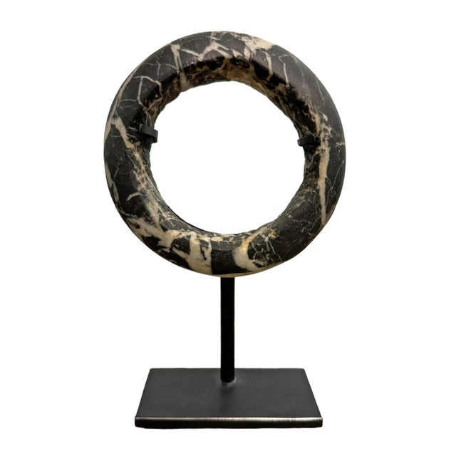 Tribal Pair of Neolithic Stone Bracelets From Mali For Sale - Image 3 of 12