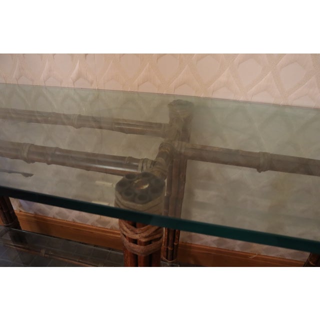 Contemporary McGuire Glass and Bamboo Hallway Side Table For Sale - Image 3 of 9