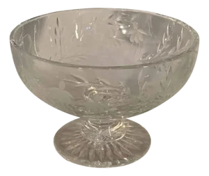 Mid 20th Century Stuart Crystal Compote: Cascade Cut Glass Footed Bowl