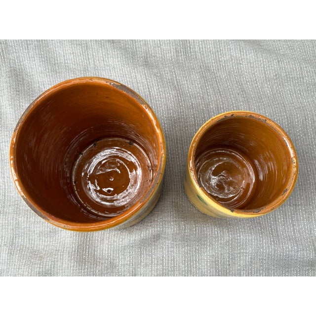 Mid 20th Century Hand Thrown French Terra Cotta Nesting Planters a Pair For Sale - Image 10 of 16