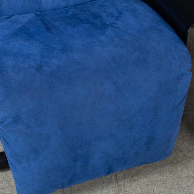 20th Century Italian Blue Alcantara Leather Reclining Armchairs from Cinova,1980s, Set of 2 For Sale - Image 14 of 18