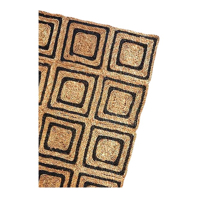 Rush House for Chairish Meridian Seagrass Rug - Natural/Black, 9' x 12' For Sale