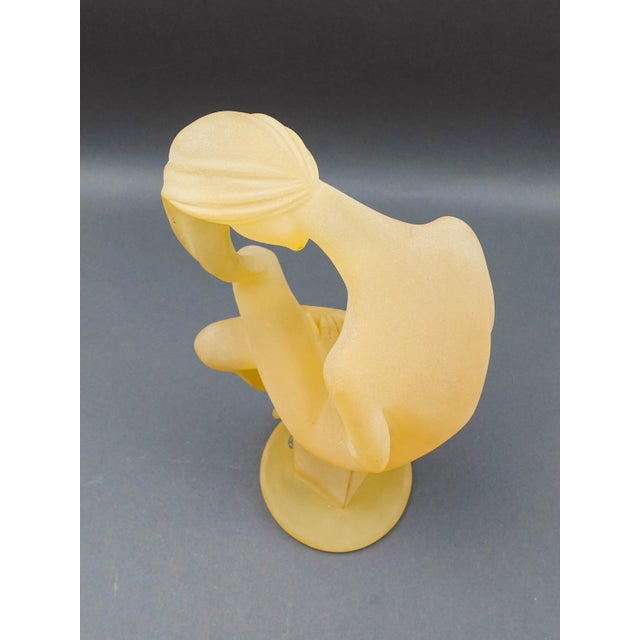 Mid-Century Modern Vintage Monique Frosted Lucite Female Woman on Pedestal Sculpture For Sale - Image 3 of 10