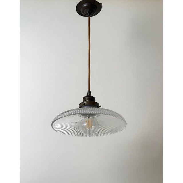 Art Nouveau Prismatic Glass Pendant Light from Holophane, Germany, 1910 For Sale - Image 13 of 17