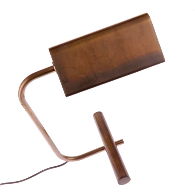 Metal Minimalist Table and Desk Lamp in Burnished Brass, 1960s For Sale - Image 7 of 8