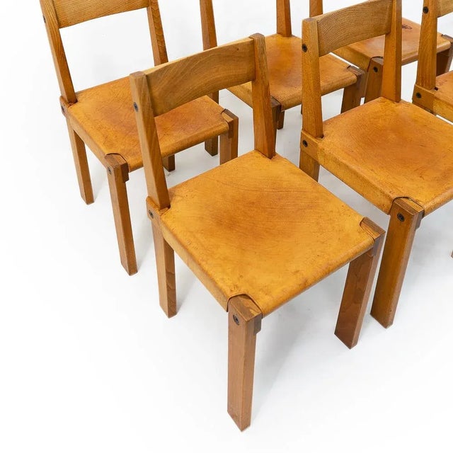 Models T21 & S24 Dining Table & Chairs by Pierre Chapo, 1970s, Set of 7 For Sale - Image 17 of 18