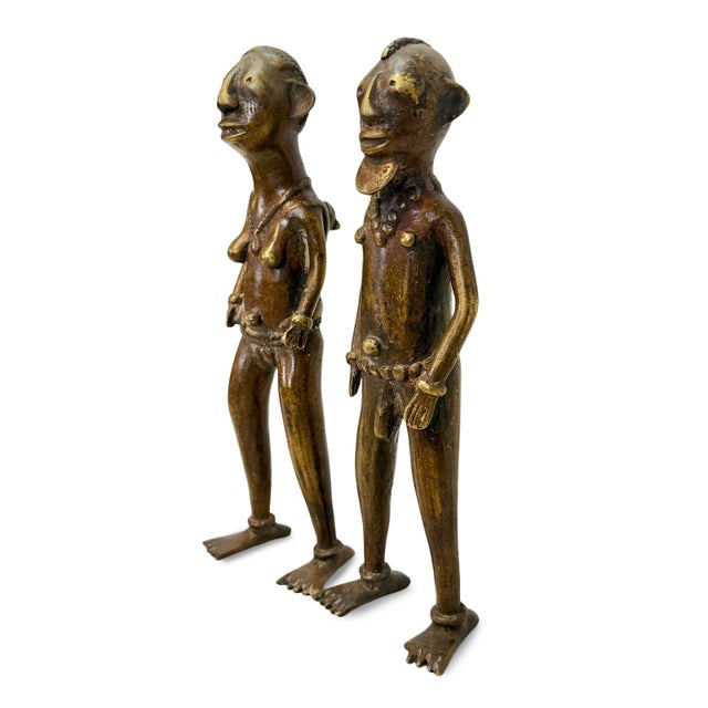 Late 19th Century Old Antique Pair of Bronze Tikar Figures For Sale - Image 5 of 9