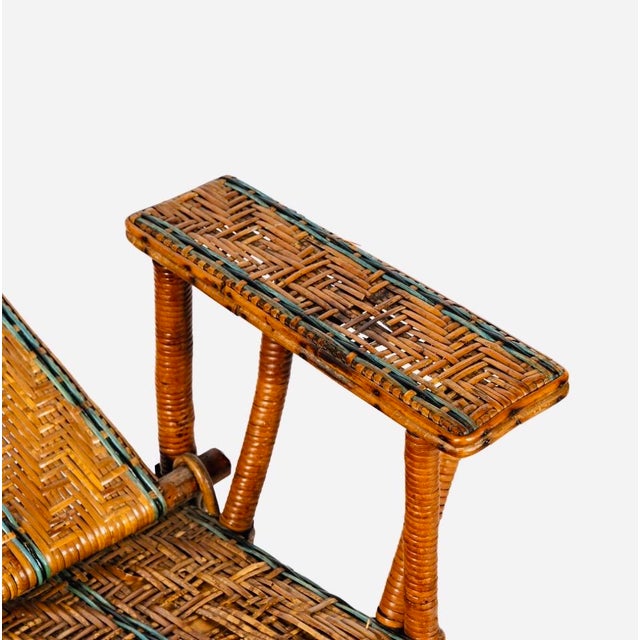 Antique Bar Harbor Wicker Adjustable Reclining Deck Chair, Circa 1910 For Sale In Los Angeles - Image 6 of 11