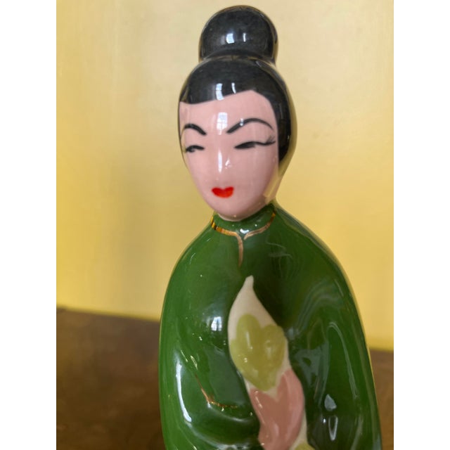 1950s 1950s Mid-Century Modern Chinoiserie Statuaries in Green- Set of 2 For Sale - Image 5 of 15