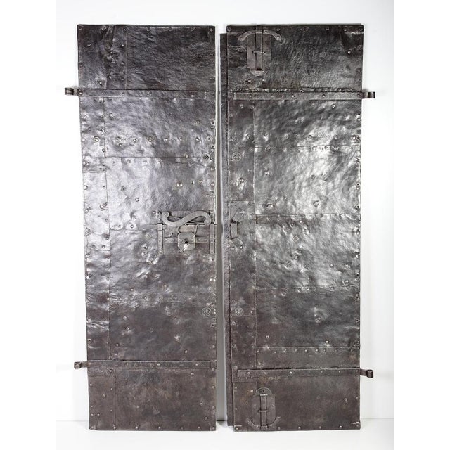 Completely restored classicism iron clad double doors with fully functional locks, including hinges. Origin Golcuv...