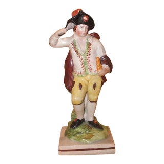 Antique Early 19th Century English Georgian Staffordshire Pearlware Figure of Fire - One of the Four Elements 1800 - 1810 For Sale