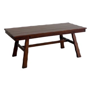 1940's Trestle Dining Table With Leaf Extensions For Sale