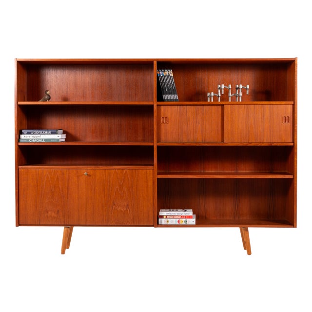 Mid-Century Modern Danish Teak Veneer Bookcase, 1960s For Sale
