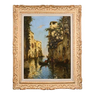 Large Post Impressionist Oil Painting Venice, Albert Duprat 1882-1974 For Sale