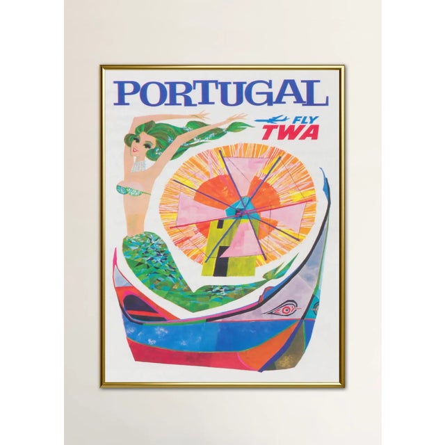 Portugal Airline Poster Giclee Print on Canvas Framed For Sale - Image 4 of 4