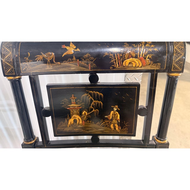 Vintage Maitland-Smith Regency Style Chinoiserie Ebonized Dining Chairs - Set of 5 For Sale - Image 14 of 16