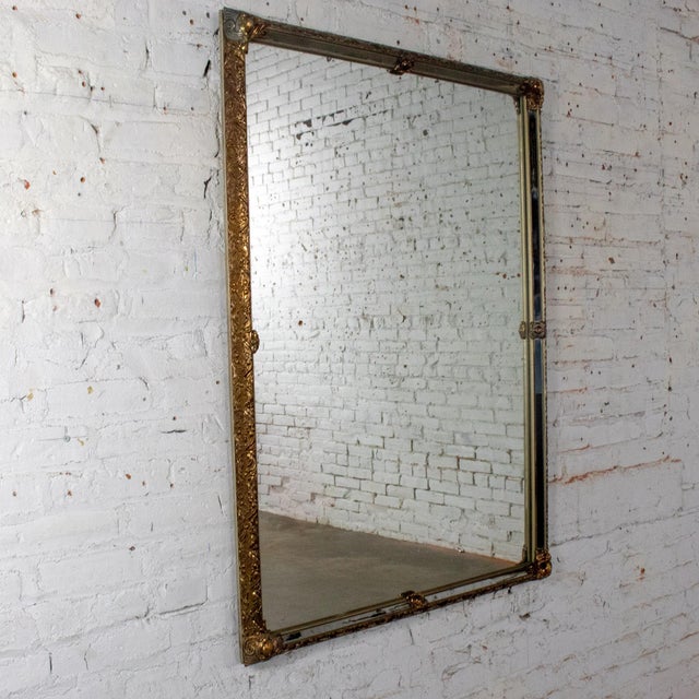 20th Century Neoclassic to Rococo Rectangular Large Wall Mirror With Ornate Gilded Frame For Sale - Image 13 of 18