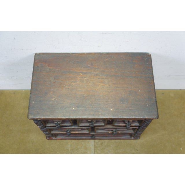 Vintage Oak Geometric Brutalist Jewelry Trinket Keepsake Chest Box 12" For Sale - Image 6 of 17