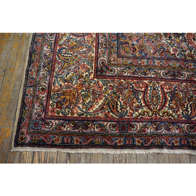 1920s Antique Floral Handknotted Wool Persian Kerman Hallway Runner Carpet Rug For Sale - Image 9 of 13