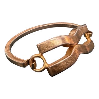 1980s Pierre Cardin Signed Gilt Metal French Bracelet For Sale