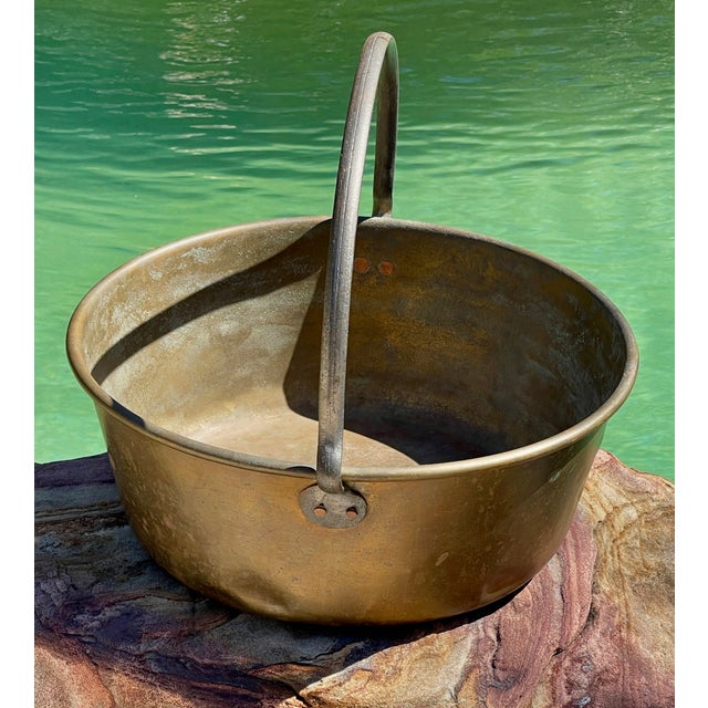 Large Antique Brass & Wrought Iron Hearth Pot/Cauldron For Sale - Image 4 of 8