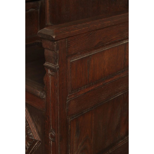 Antique French Renaissance Revival Oak Throne Chair Hall Seat For Sale - Image 11 of 13